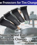 4 Piece Tire Changer Jaw Protectors Kit With Straight Curved And Short Clamp Covers and Rim Guard Inserts, in use