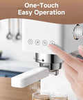 User operating Compact 20 Bar Espresso Machine With Steam Milk Frother And 50oz Removable Water Tank For Home Use Coffee Maker