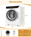 Compact Portable Washer And Dryer Combo Featuring Heated Boot Dryer Fully Automatic 28 Pound Washing Machine dimensions 26.5 x 22 x 19 inches.