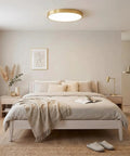 12 Inch Brushed Gold Metal Flush Mount LED Ceiling Light With 3000K To 5000K Adjustable Color Temperature 20W in bedroom