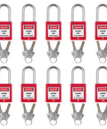 No Fuss Lockout Tagout Station And Group Safety Kit featuring OSHA compliant brass padlocks with keys for safe machinery locking.