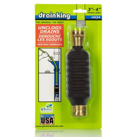 Heavy-Duty Water-Powered Drain Cleaner For Sewers, Main Lines, And Outdoor Drains, Expands From 3 To 4 Inches To Seal Pipes