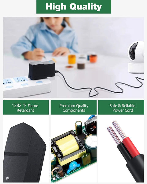Straight Up Heavy Duty 5 Feet AC Power Adapter For Skil And Bosch Electric Screwdriver Class Two Charging Cord With Cool Temperature Tech Fcc Approved plugged into power strip with quality components visible.