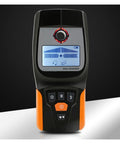 Pro-Grade 3-In-1 Wall Stud Finder Scanner showing bright digital readout, featuring anti-slip body for easy use behind walls.