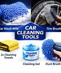 Car cleaning tools including wash mitt, tire brush, cleaning gel, towels from All In One 26 Piece Car Detailing Kit With Drill Brushes Pro Grade Detailing Brush Set Wire Bristles Dash Duster Tire Brush Air Vent Brush Wash Mitt Microfiber Towels And Storage Bag For Interior Exterior Wheels