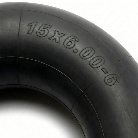 Close-up of Heavy Duty 15x6.00-6 Inner Tubes 2 Pack With TR-13 Straight Valve Stem for mowers and off-road vehicles
