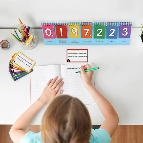 Child using Place Value Flip Chart For Math Manipulatives Two Flip Charts In One Double Sided With Whole Numbers And Decimals
