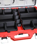 Milwaukee Packout Low Profile Tool Box Organizer Middle Bin Set Heavy Duty Modular Storage System Black Plastic 4 Count
