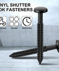 Bulk Pack 36 Pcs 3 Inch Vinyl Shutter Fasteners For Window Panels Lok Pins Screws Shutter Spikes Anchor Black Easy Install For DIY Vinyl Siding Installations And Quick Home Makeovers shown outside a building