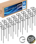 Heavy Duty 8 Gauge Landscape Staples Set Of 120 With Pick Hook, 6 Inch G Shaped Garden Stakes, Galvanized Steel For Weed Barriers Tarps