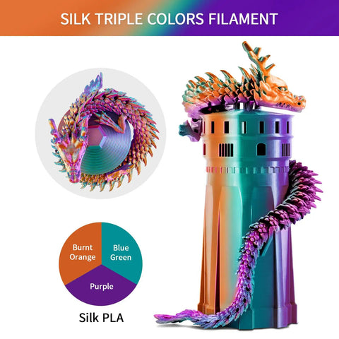 Tri Color Silk PLA Filament For 3d Printers, 1.75Mm Diameter Plus Or Minus Point Zero Three Tolerance, 1Kg Cardboard Spool, Purple And Blue Hues That Will Hit So Hard For Your Next Big 3D Printing Project