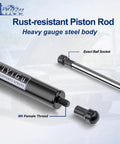 Heavy Duty Rear Hatch Shock Struts For Scion Tc 2005 To 2010 Trunk Liftgate Gas Springs Direct Fit 4597 Replacement, showing piston rod and ball socket.
