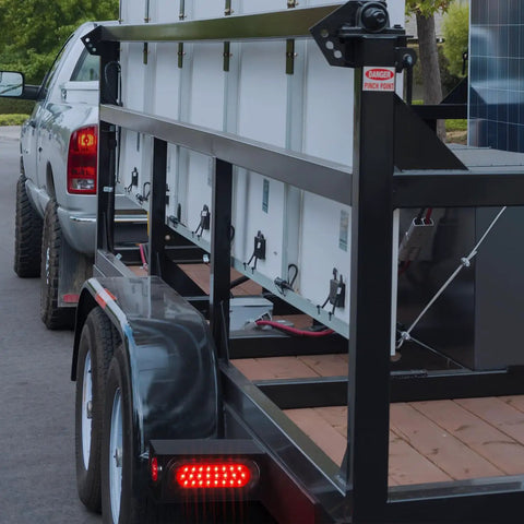 Trailer Lights Welded Mount Heavy Duty Steel Boxes Kit With 6 Inch Oval Red LED Tail Lights on truck trailer