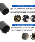 Beefy Spindle Nut Socket Set, 6 Piece Half Inch Drive Kit For Axle Lock Nuts showing 4-lug and 6-lug socket designs
