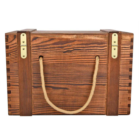 Forty Piece Gold Brass Mini Hinges With Matching Screws Offering No Sweat Installation And Fade Proof Finish Perfect For Tiny Drawers Birdhouses And All Your Weekend Warrior Maker Projects on wooden box.