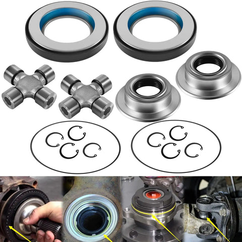 Heavy Duty Front Axle Seal U Joint Kit With Inner Knuckle Oil Seals Outer Tube Seals And Hub O Rings For 2005 Through 2019 Ford Super Duty F250 F350 F450 F550 Dana 60, seal and U-joint parts