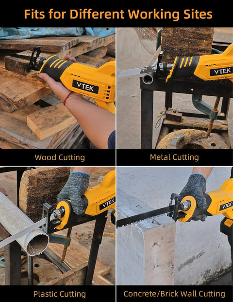 Brushless Cordless Reciprocating Saw With 3-Speed Settings, 0-3000 RPM, Beast Power For Wood Metal Plastic Brick Cutting