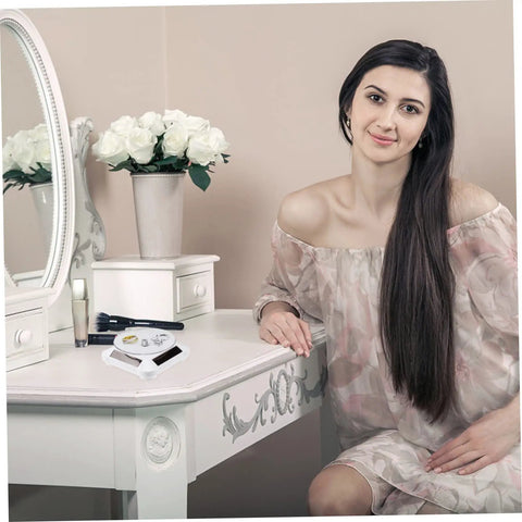 Solar Powered Rotating Display Turntable For Jewelry Phones And Accessories Lightweight Compact Electric Showcase Stand on vanity.
