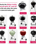 Collage of kettle charcoal grills, compatible with Grill Table Cart For 22 Inch And 18 Inch Original Kettle Charcoal Grills.