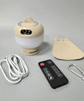 Portable Camping Fan With Light And Remote For Tents And Outdoors, Rechargeable Wireless Hanging Ceiling Fan with accessories.