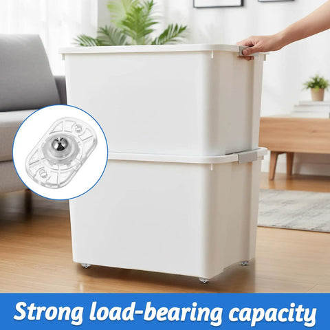 8 Pcs Tiny Self Adhesive Caster Wheels Set With 360 Degree Swivel For Tight Spaces attached to storage boxes