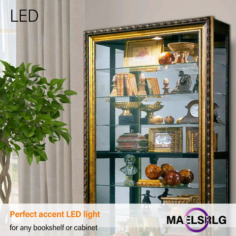 Modern curio cabinet with Tiny Reflector LED Bulbs For Curio Cabinet Lighting 40W Equivalent 2700K Soft White Flicker Free And Non Dimmable E26 Base Pack Of 6 Short Light Bulbs Delivering About 300 Lumens At 3W illuminating decorative items.
