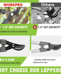 27 Inch Garden Bypass Lopper That Prunes Thick Branches Like A Boss With 1.6 Inch Cutting Capacity Heavy Duty Tree Trimmer With SK5 Sharp Blade And Ergonomic Handles For Smooth Effortless Cuts In The Yard image comparing product features
