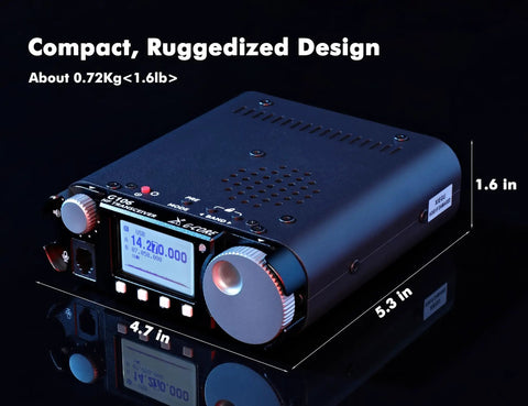 Portable High Performance 16Bit SDR HF Transceiver For SSB CW AM WFM With FT8 Support Versatile QRP Rig, compact design shown.
