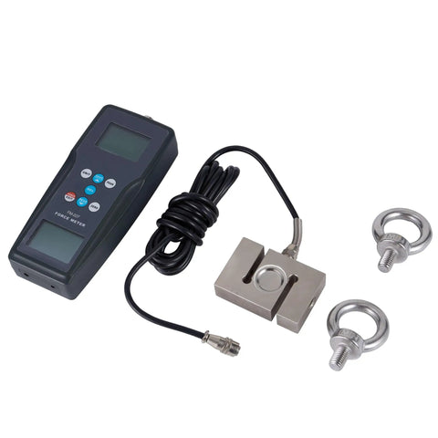 Digital Force Gauge Push Pull Meter With Data Memory And External Load Cell Sensor Reads In N Kg And Lb, Wide Range Up To 500 Kgf 4900 N 1100 Lbf with load cell and hooks