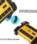Heavy Duty 10 Outlet Power Strip With Beefy Metal Housing, 15 Amp, 125V, 15 Ft Cord, 2800 Joules Surge Protection, ETL Listed