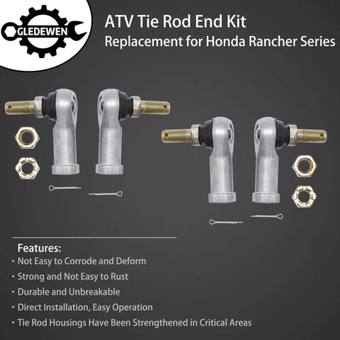 Tie Rod End Kit For Rancher ATV 2000-2017 350 400 420 Replacement, Bolt On, Easy Install, Direct Fit OE Style Steering Linkage For Smooth Handling And Long Lasting Durability.