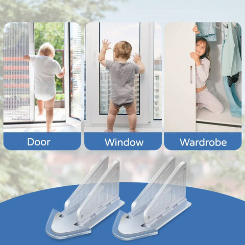 Kid Safe Sliding Door Lock Kit 4 Pack No Drill Childproof Window Locks For Glass Doors Cabinets Closets And Patio Baby Proofing