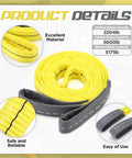 Four yellow lifting slings (1in x 6ft) polyester webbing with gray stitched edges for hoisting