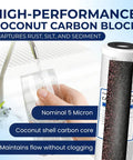 4 Pack Replacement Carbon Block Water Filter Cartridges For GE GXWH04F GXWH20F GXWH20S GXRM10 infographic with glass filling