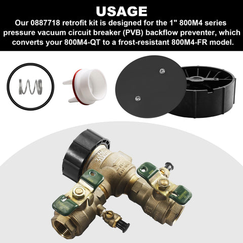 1 Inch Pressure Vacuum Breaker Vent Float Bonnet Kit For 800M4 Backflow Valve Replacement Retrofit RK 800M4 T Compatible 0887728