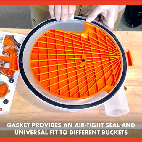Low Profile Dust Collector Accessory That Quickly Sucks Up Fine Sawdust And Coarse Shavings With Zero Hassle shows the gasket and lid.