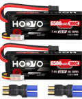2S LiPo Battery 7.4V 6500mAh 100C RC Battery Pack Hard Case With TR Plug And EC5 Connector For RC Cars Trucks Buggies Crawlers Helicopters Boats Two Pack