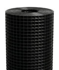 Kickass Rust Proof Vinyl Coated Hardware Cloth Half Inch Mesh 48 By 100 Feet 19 Gauge Galvanized Wire Fencing rolled up, showing black vinyl coating.