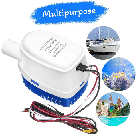 Two Pack 12V Auto Bilge Pumps With Built In Switch No Float Switch Required 1100 GPH Submersible Boat Bilge Water Pump