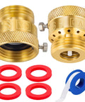 Two Pack Brass Vacuum Breaker Set With Three Quarter Inch Anti Siphon Hose Bib Valves For Garden Spigot And RV Hose Connection