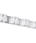 4 Light LED Bathroom Vanity Light 33.5 Inch Chrome Finish Dimmable Fixtures With Transparent Acrylic Lampshades 6000K Cold White Illumination