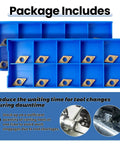 20 Pcs DCMT070204 DCMT21.51 carbide turning inserts multilayer coated for steel and stainless machining, shown in blue container