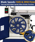 Beast Of A 14 Inch Dual Speed Bandsaw For Woodworking With 2 HP 120V Motor, 1445 And 2950 FPM, Solid Cast Iron Table, Overload