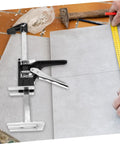 Solid Grip Handheld Leveling Jack Pair Multi Purpose Tile Lifter And Cabinet Adjuster No Sweat Setup Game Changer For Weekend Warriors And Pro Craftsmen Demanding Perfect Alignment Today with measuring tape and tile.