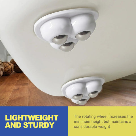 Eight Piece Self Adhesive Caster Wheels 360 Degree Swivel Mini Rollers For Kitchen Countertops Small Appliances White Peel And Stick installment view.