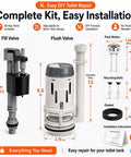 3 Inch Dual Flush Valve Replacement Kit For Most 2 Piece Toilets Inside Tank With Fill Valve Push Button Gasket And Bolts No More Leaks