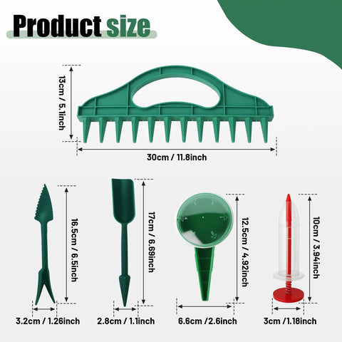 Green 7 Piece Seed Sowing Dispenser Set dimensions for outdoor planting gardener tool