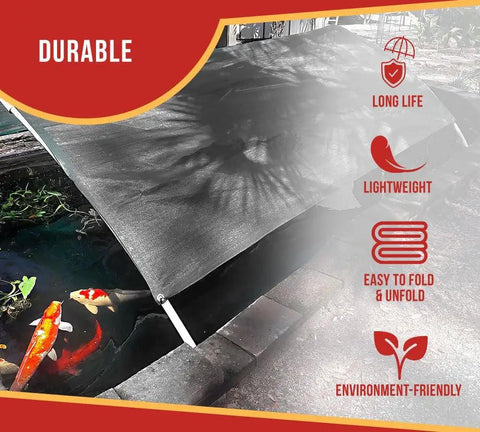 12x24 Ft Black 70 Percent Shade Mesh Tarp With Grommets Beefy Heavy Duty 6 Oz Poly Shade Net over koi pond features durable design