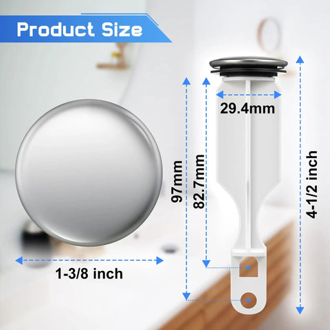 Heavy Duty Chrome Pop Up Sink Stoppers For Bathroom Vanities And Universal Drain Plug With Rubber Gasket Seal Keeps Your Pipes Clear And Flowing Smooth No Sweat Installation Three Pack