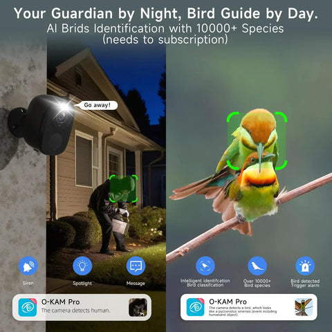 4 Pack 5G And 2 4G Wireless Security Cameras Outdoor Indoor Battery Powered 2K AI Motion Detection Siren Alarm WiFi for bird and human detection